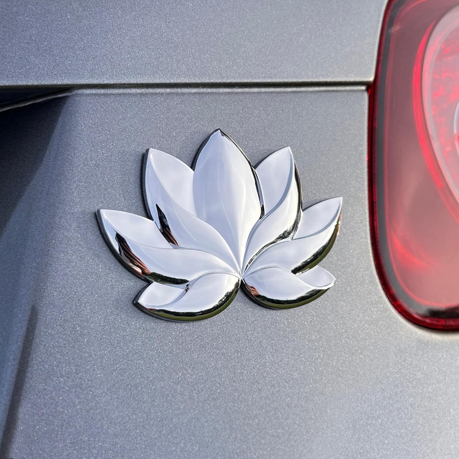 The Lotus Flower Car Badge Emblem in Chrome – ABS Resin Composite, Chrome Finish 3D Decal for Vehicle Exterior