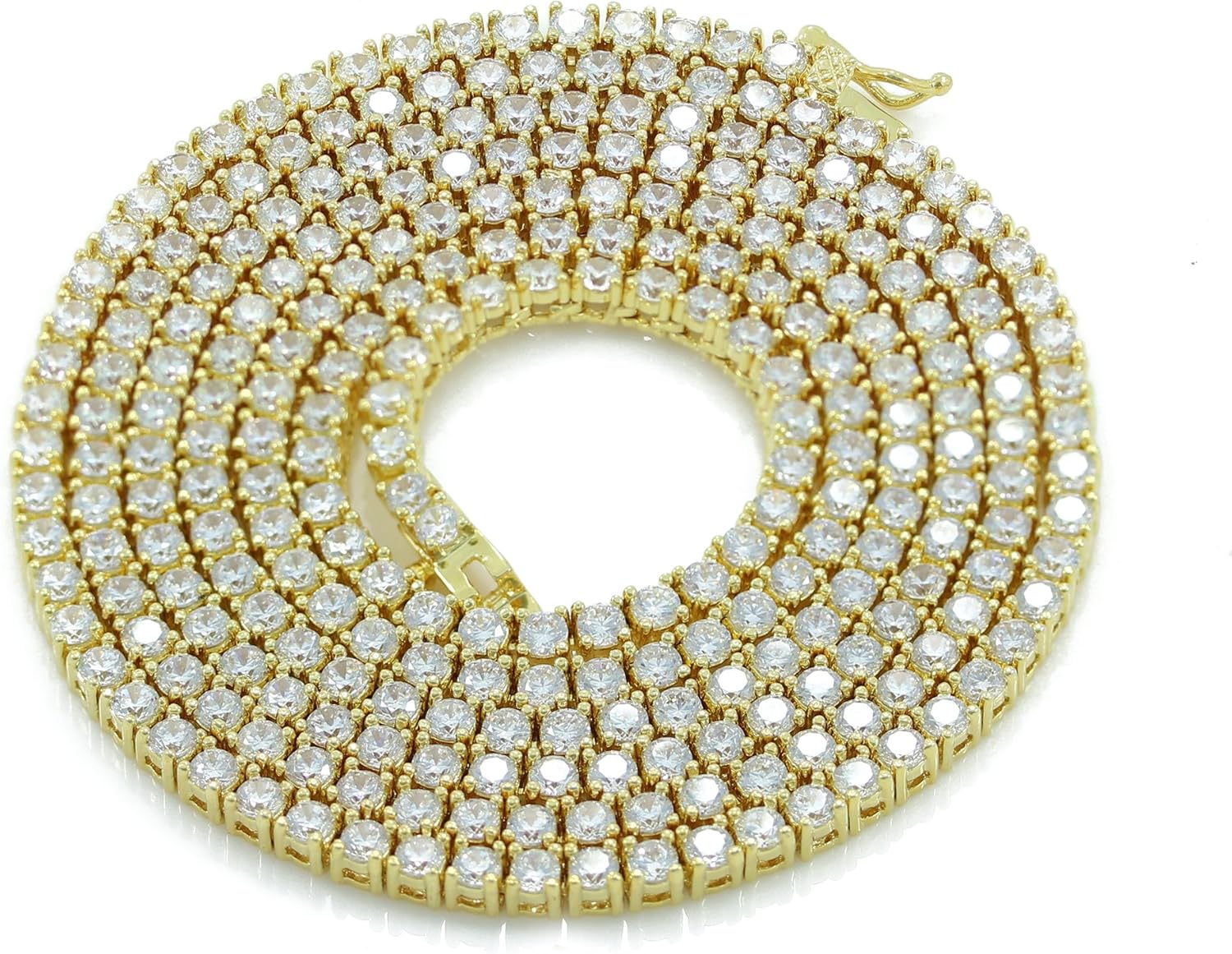 Unisex NEW 1 Row Tennis Necklace 14k Gold Finish Lab Created Diamonds 3MM 4MM 6MM Solitaires Choker Tennis Chain 16-30 inches bRacelet 6.5-9 inches