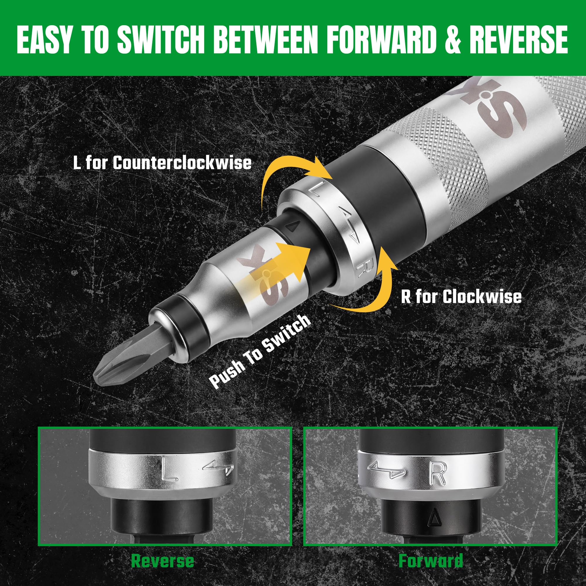 SK Juego de destornilladores de impacto manuales de 1/2 pulgadas, 40 piezas de destornillador de impacto reversible resistente con soportes de brocas de 3/8 y 5/16 pulgadas, puntas S2 y CR-V, Phillips