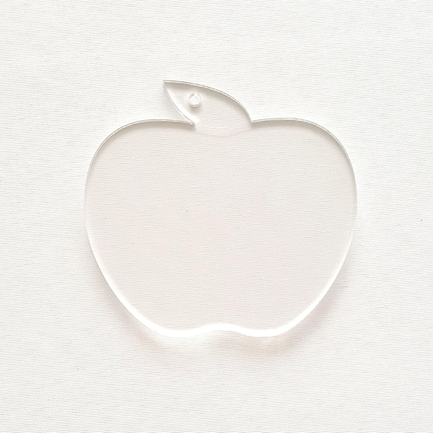25 ACRYLIC KEYCHAINS BLANK APPLE CLEAR 1/8" THICK (OPTIONAL KEY RING) (2.5" With Key Ring)