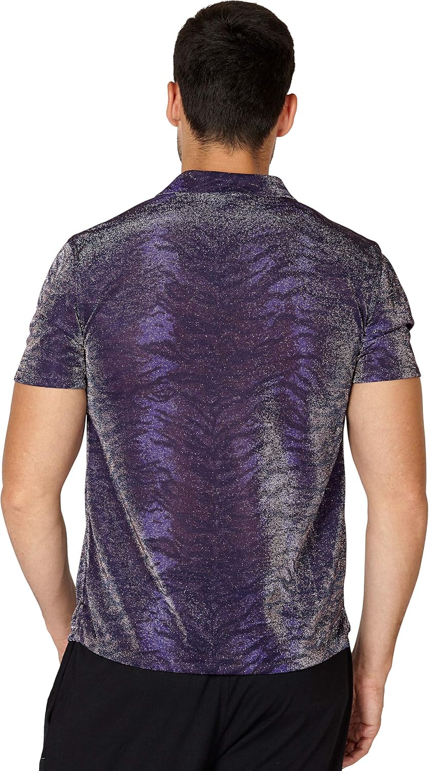 INTIMO Mens' Animal Print Sparkle Button Up Sleep Shirt