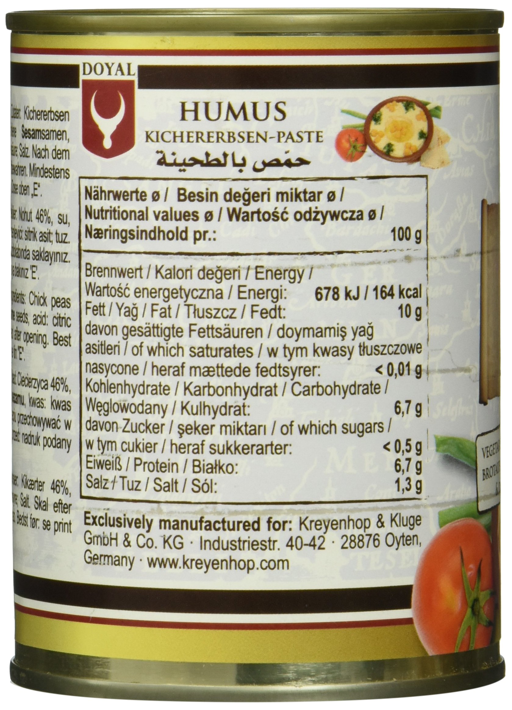 Hummus libanés en lata 400 g cremoso de garbanzos y tahina para dipear, untar y recetas
