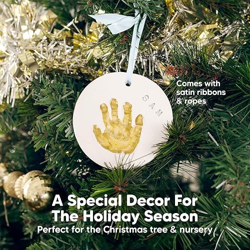 Miniatura 12 de Kit de recuerdo para decoración de huellas de bebé con diseño de huellas de bebé para recién nacido, kit de arte de memoria para bebé, regalos