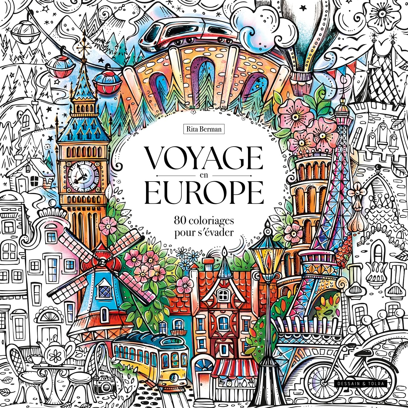 Voyage en Europe: 80 coloriages pour s'évader