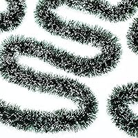Vista 10 de Guirnalda de Oropel de Navidad de 50 Pies, Guirnalda Metálica Trenzada con Punta de Escarcha y Purpurina, Decoraciones de Árbol de Navidad, Corona