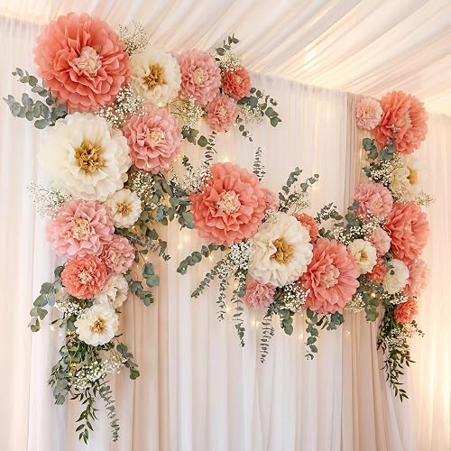 Suncalla 18 Pcs Multicolor Large Mexican Paper Flowers Set 23.6"/11.8"/9.8"
