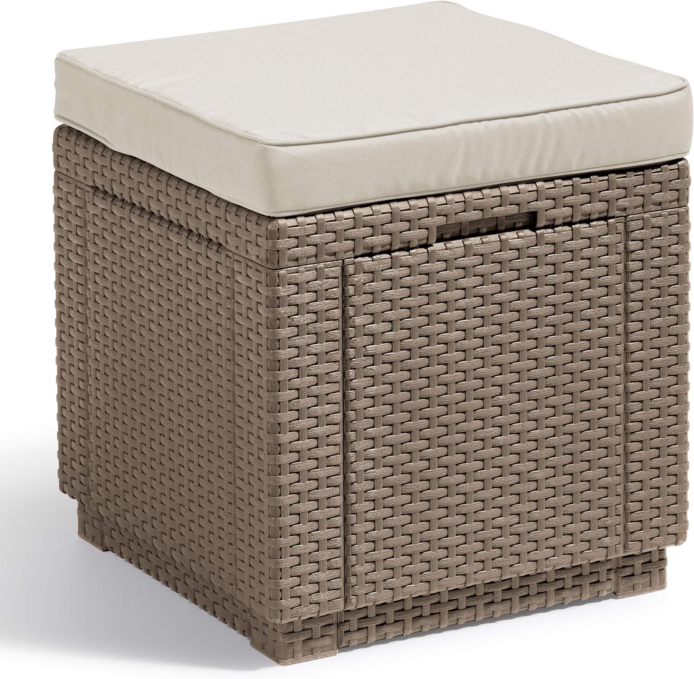 vidaXL Gartenhocker, Sitzhocker mit Kissen Stahlrahmen, Modular Hocker für Garten Terrasse, Fußhocker Gartenmöbel, Grau Poly Rattan vidaXL Gartenhocker, Sitzhocker mit Kissen Stahlrahmen, Modular Hocker für Garten Terrasse, Fußhocker Gartenmöbel, Grau Poly Rattan