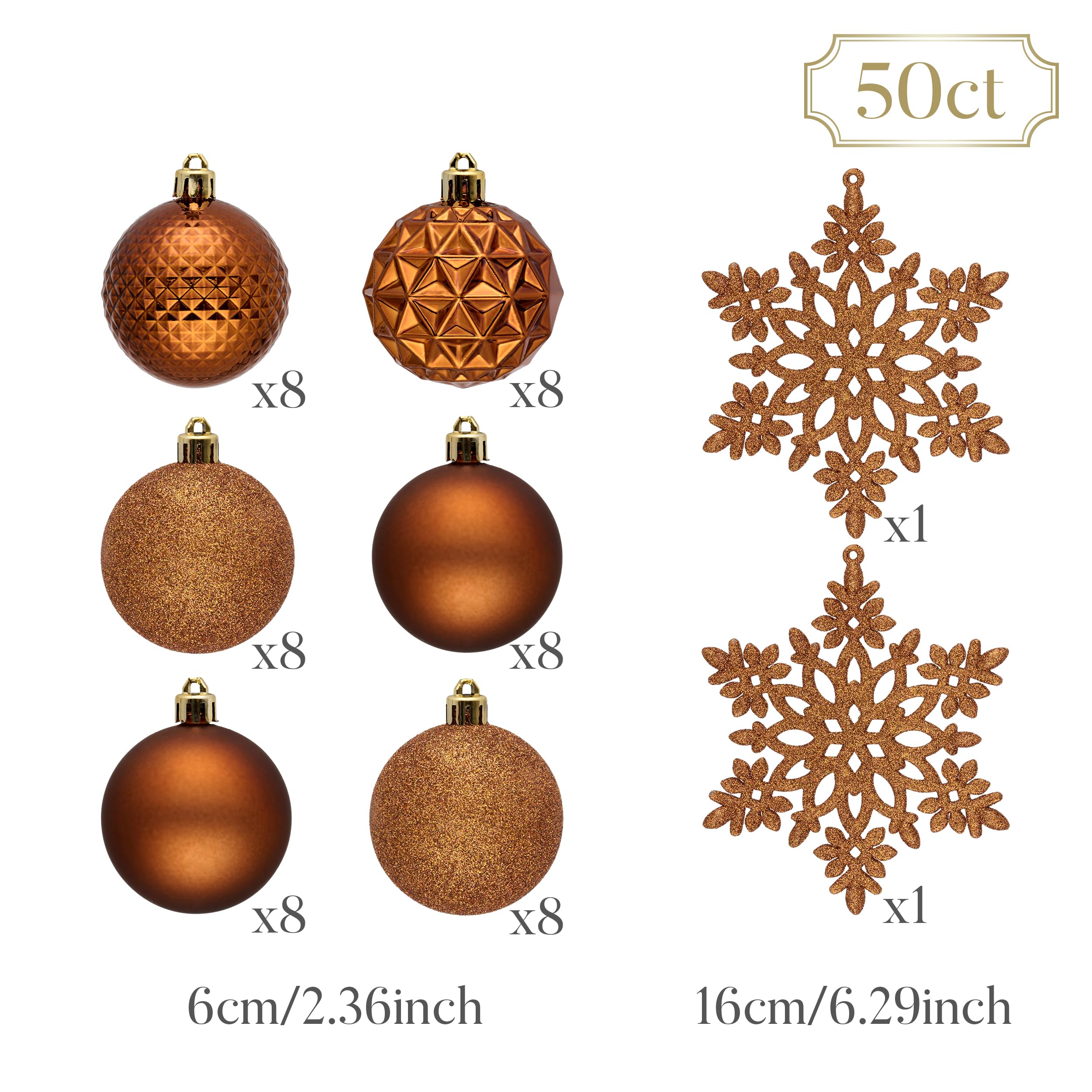 Valery Madelyn Lot de 50 boules de Noël incassables pour sapin de Noël en vrac, 6 cm, décorations à suspendre pour Noël, Saint-Valentin, Saint-Patrick, fêtes de Mardi Gras