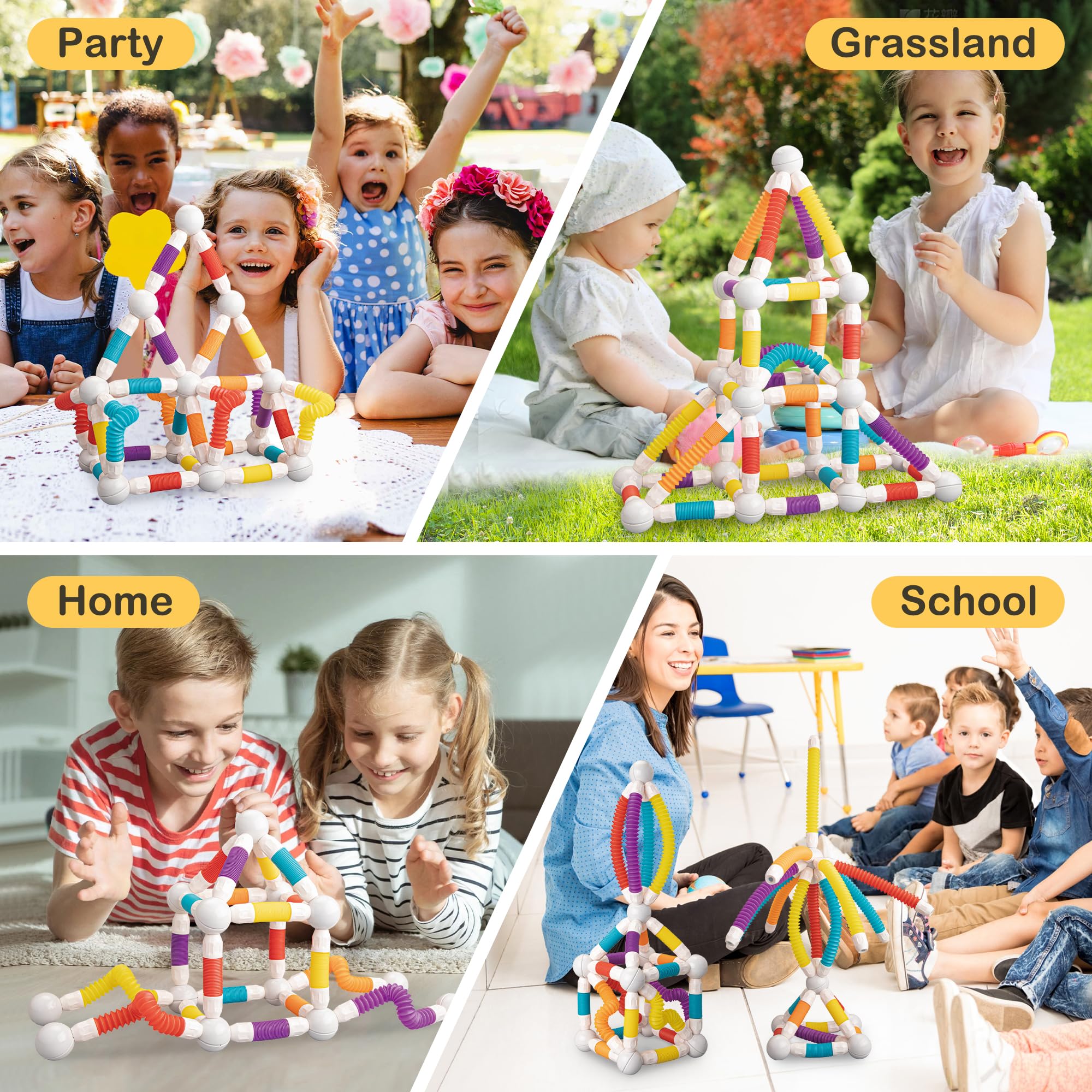 LONEEDY 48PCS Retractable Magnetic Sticks Building Toy Set-Flexible Magnetic Rods & Balls,Educational Building Blocks for 3+Kids (48PCS) - Image 2