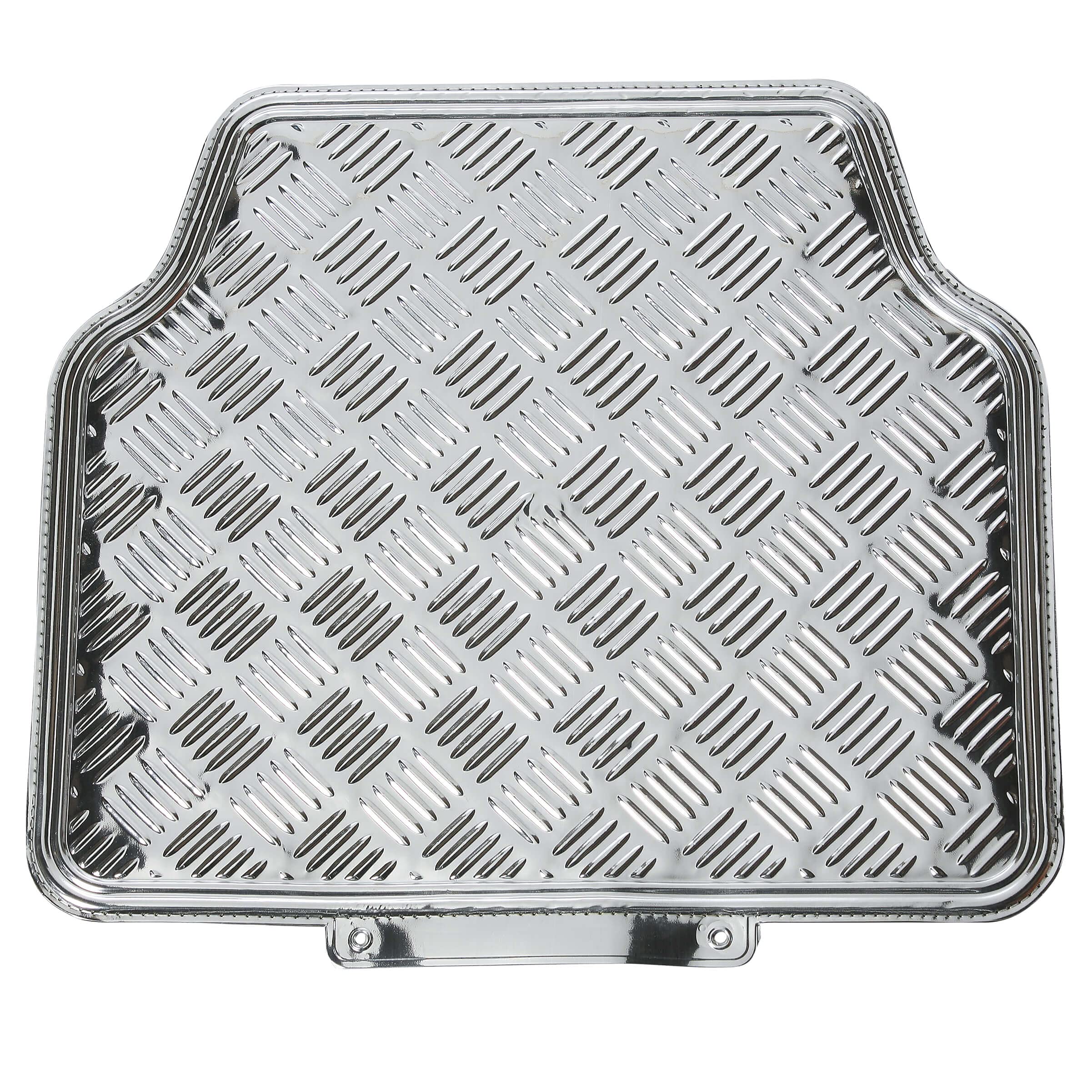 S SUMEX Alfombrillas de Coche Diseño Metálico, 4 Piezas 2 Delanteras y 2 Traseras, SUV, Furgonetas, Coches, Alfombrillas de Protección para Todo Tipo de Clima de Alta Resistencia, Acabado Silver
