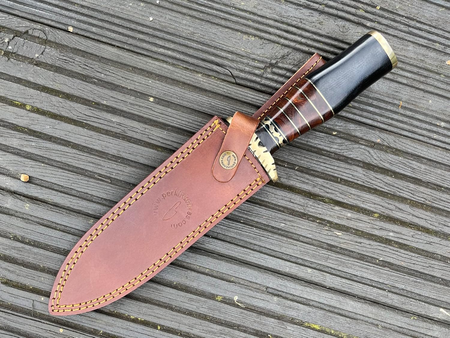 Perkin Hunting Knife With Sheath Damascus Knife Fixed Blade Hunting Knife Damscus Steel Double Edge Blade - NS1