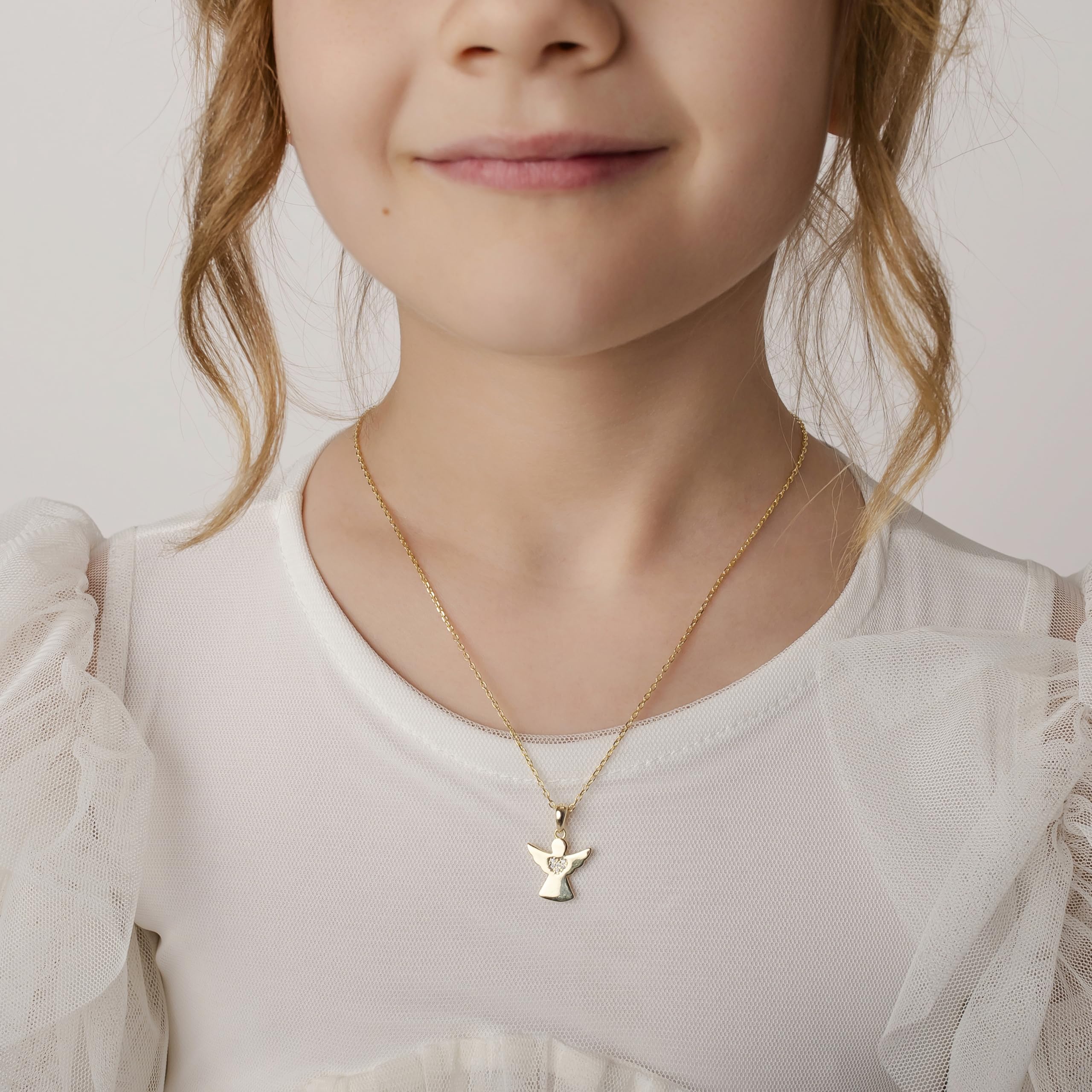 Sakrami Collana Ragazza e Bambina Angel con Zirconi in Argento 925 con Pendente con Angelo Custode + Scatola con Incisione Personalizzata