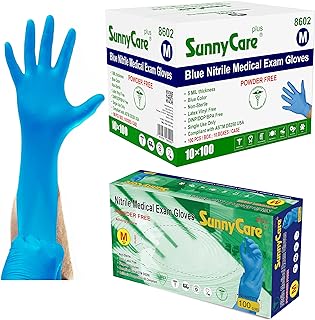 1000/case #8602 SunnyCare 5.0 mil Nitrile Exam Gloves Chemo-Rated (Non Vinyl Latex) Size: Medium, Blue