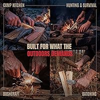 Vista 8 de BIGCAT ROAR Predator Hunter Cuchillo de caza patentado hecho a mano de acero de damasco de hoja fija de 10 pulgadas, mango de madera de nogal