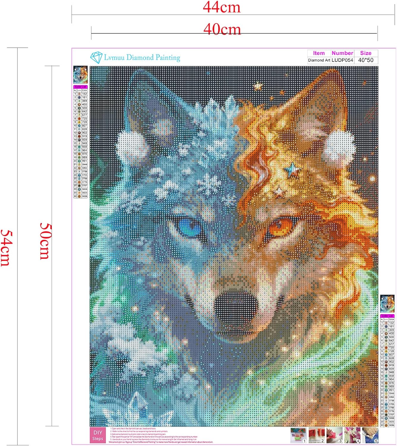 Lvmuu Snow Fire Wolf Diamond Painting Kits for Adults, Large 5D DIY Full Round Drill Diamonds Art Kits for New Beginner, Paint with Diamonds Beads Gem Art Craft Home Wall Decor 40x50cm