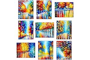 Abstract Fall Picture Collage: Vibrant Rainbow Decor for Your Modern Home