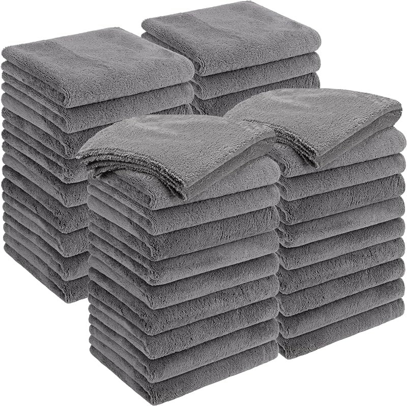 Kit com 30 Toalhas de Microfibra para Carro Shimeyao 500 GSM, 40,6 x 61 cm, Dupla Face e Sem Bordas