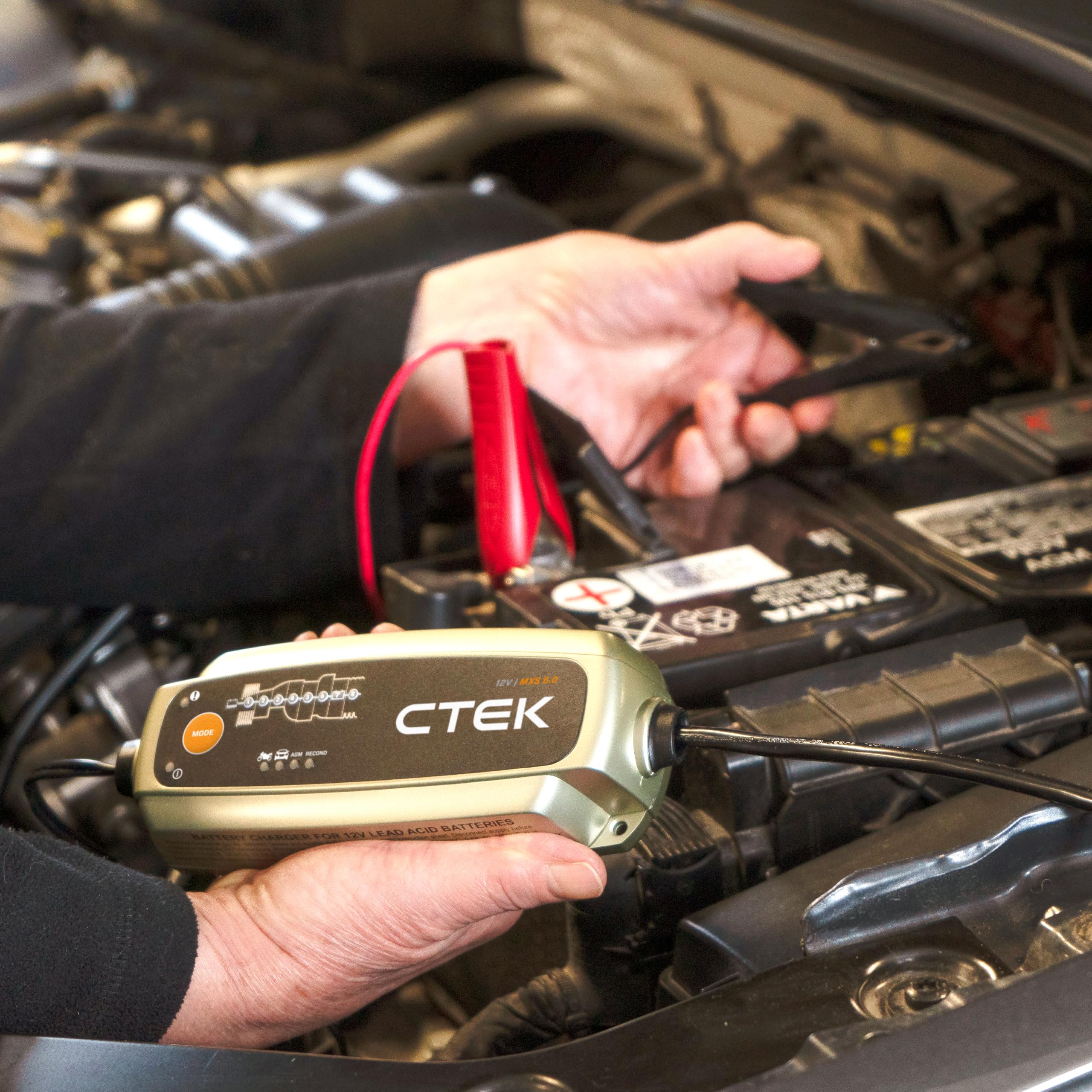CTEK MXS 5.0, Batterieladegerät 12V, Temperaturkompensation, Intelligentes Ladegerät Autobatterie, Ladegerät Auto Und Motorrad, Batteriepfleger Mit Rekonditionierungsmodus Und AGM-Option
