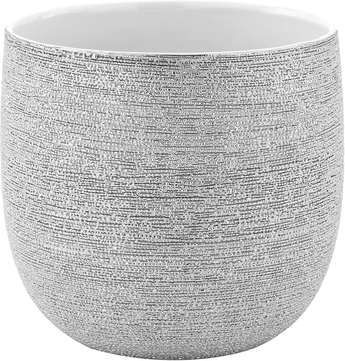 Torre & Tagus Brava Ceramic Cachepot & Decorative Plant Pot with Silver