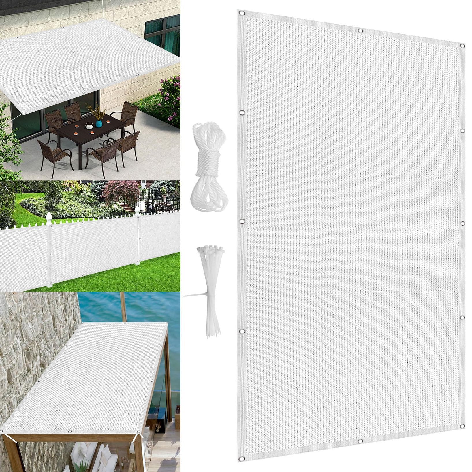 Voile d'ombrage brise-vent blanc résout le problème de chaleur sur la terrasse