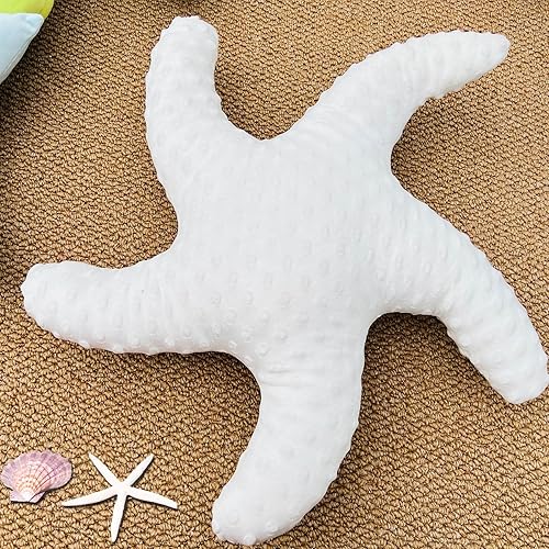Miniatura 3 de Almohadas con forma de estrella de mar blanca, almohada decorativa de terciopelo con estrellas de mar, cojín de terciopelo serie océano para