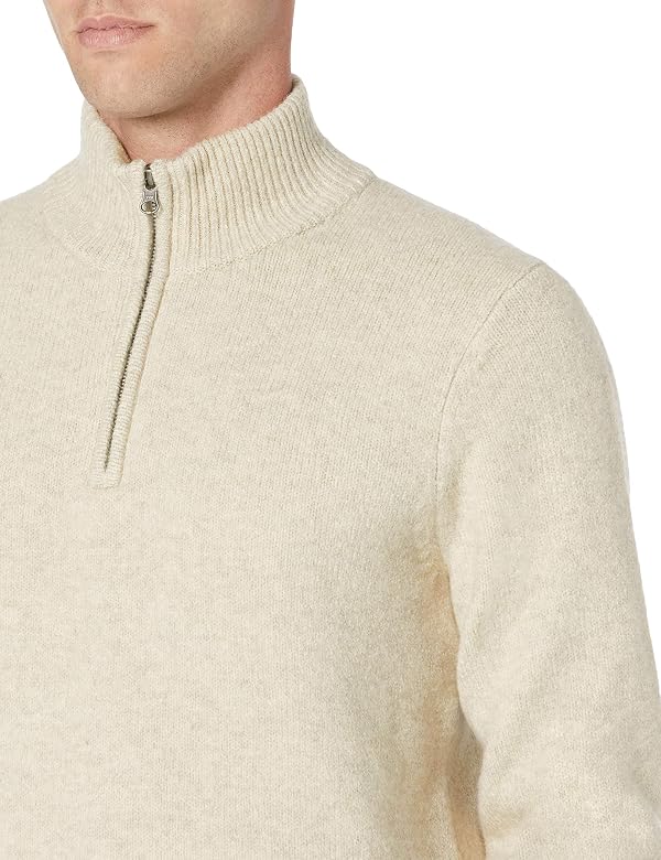 Amazon Essentials Men's Long-Sleeve Soft Touch Quarter-Zip Sweater, Off-White, Medium by Amazon Essentials - Image 4