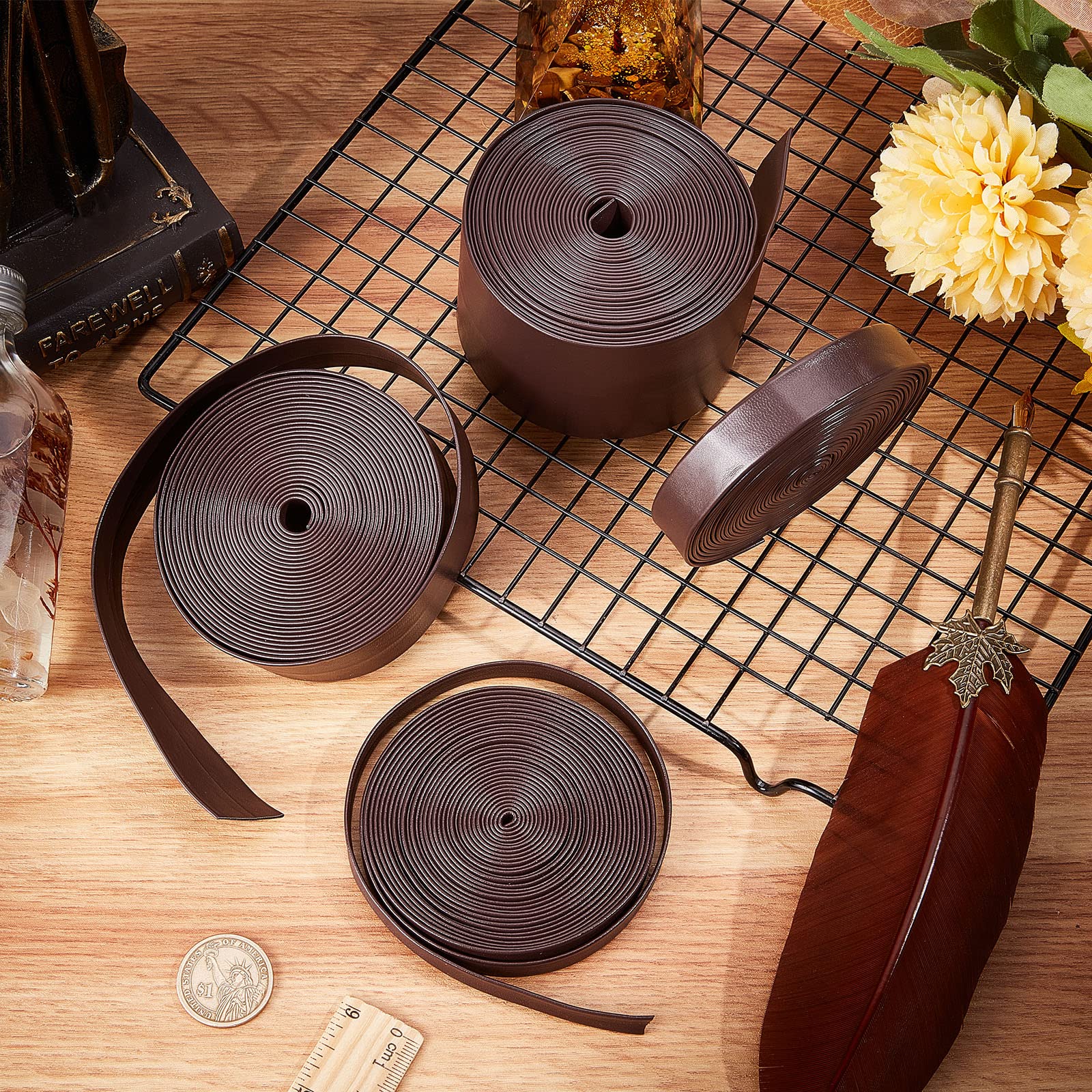 Nastro In Finta Pelle Nero 5m - Striscia Per Cucito E Rifiniture 25mm Larghezza