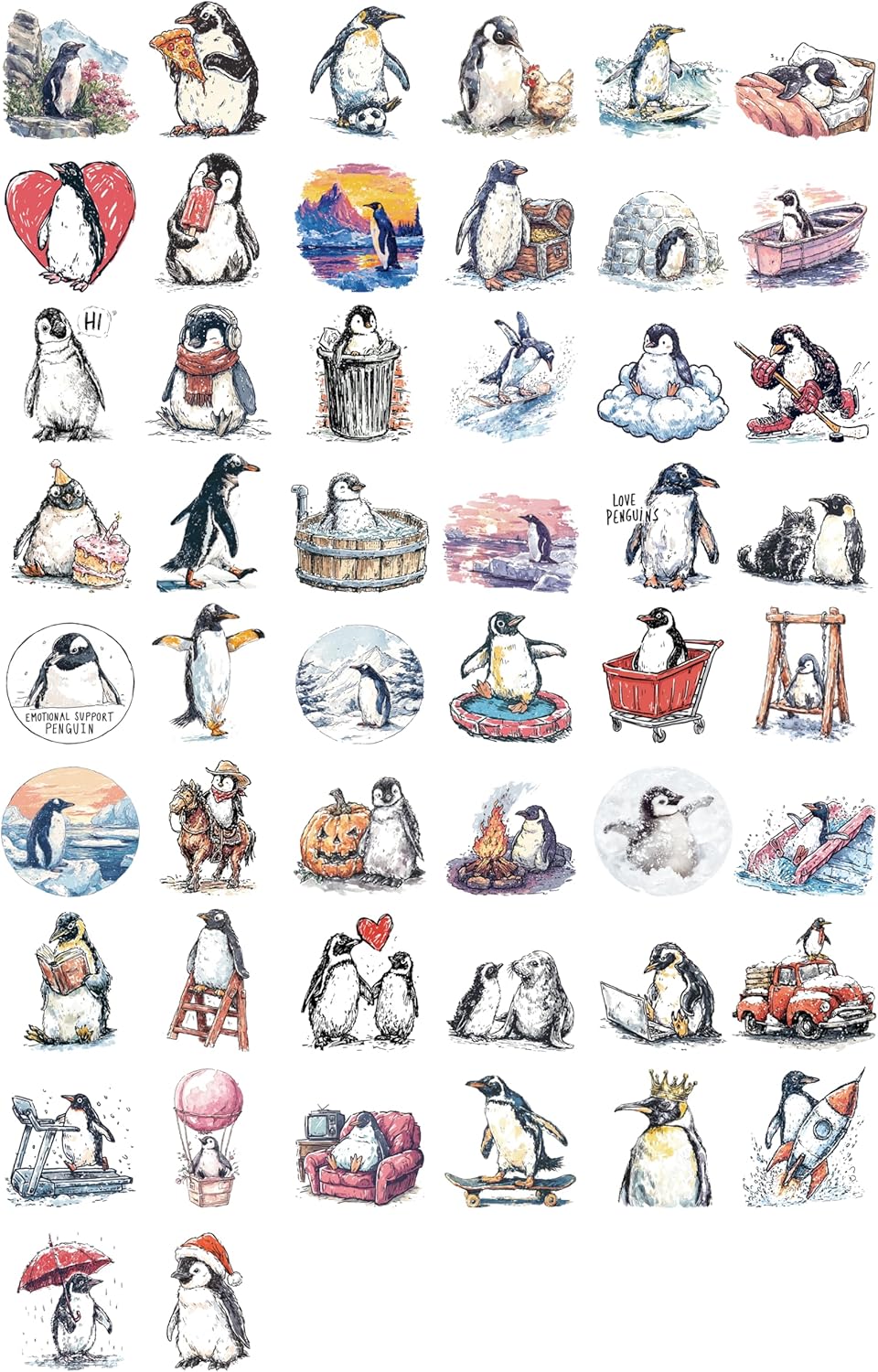 100 PCS Penguin Stickers Pack – Waterproof Vinyl Decals for Water Bottles, Laptops, Phones, Notebook, Cars – Cool Vibrant Graphics for Penguin Enthusiast image 2 of 6 B0FD1S9TX1