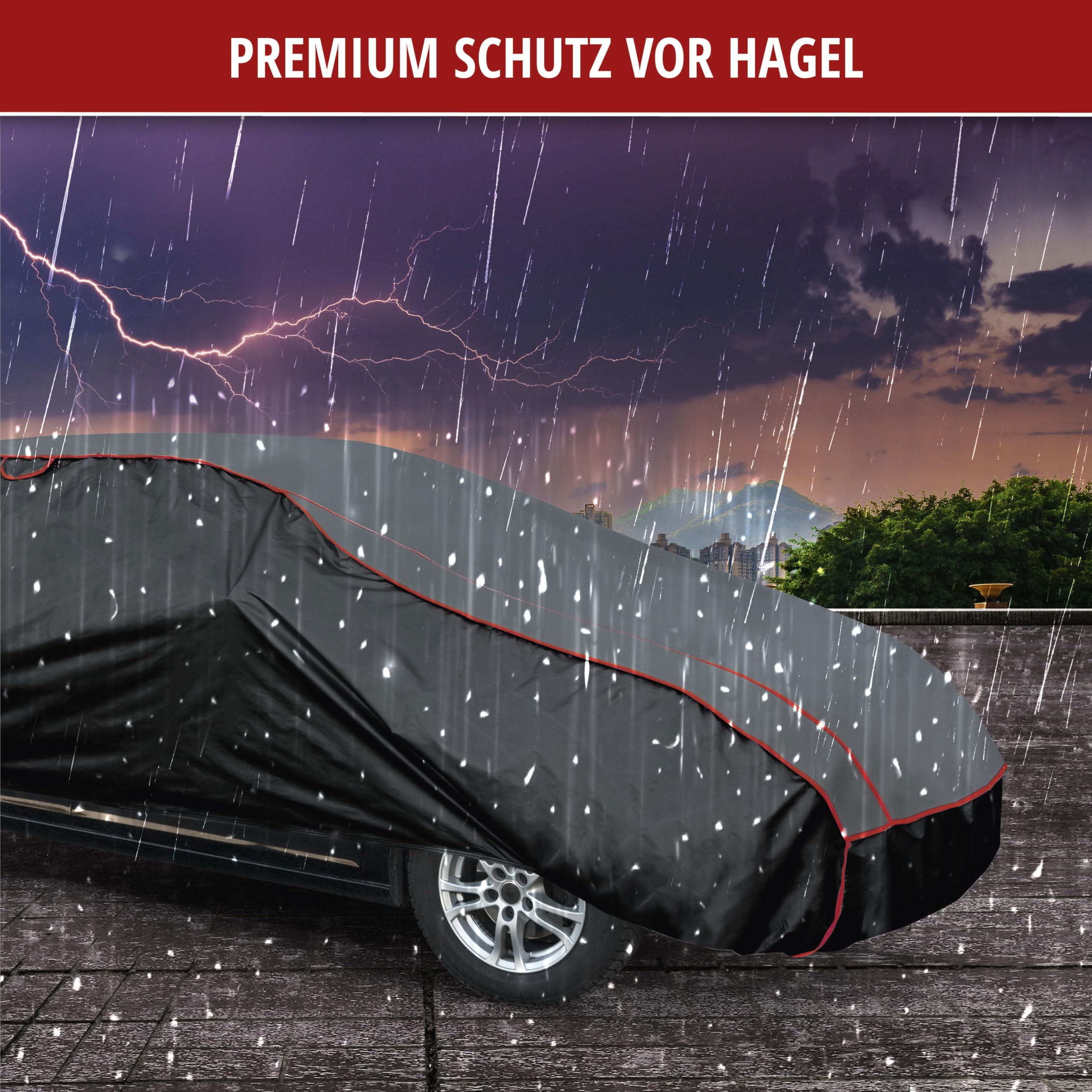 Walser Hagelschutz Abdeckplane Auto, Autogarage Abdeckung Pro, 100% Polyester, Größe 1, Anthrazit-Schwarz