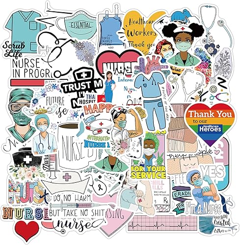 Calcomanías de enfermería, calcomanías de cuidado de la salud para estudiantes de enfermería, fiesta de graduación, vinilo impermeable para botella