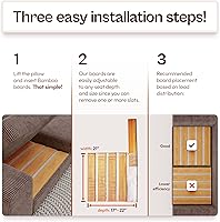 Vista 4 de Soporte de cojín de sillón para asiento caído [21 x 22], protector de silla, solución de hundimiento, insertos de tablero de bambú ajustables debajo