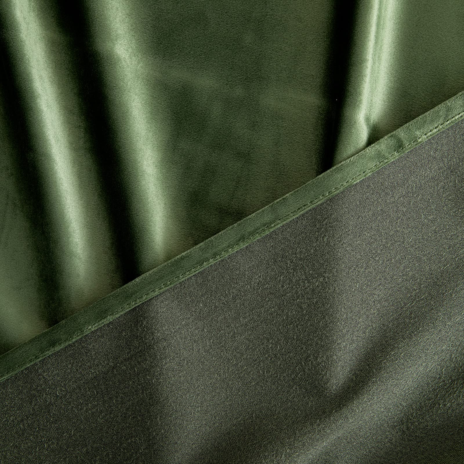 Woaboy Rideaux Occultant Thermique Salon Rideaux et Draperies Chambre Velours Panneaux de Rideau Intérieurs Isolant Anti Chaleur/Froid à Oeillets Extensible Lot de 2, 140x225cm Vert Olive