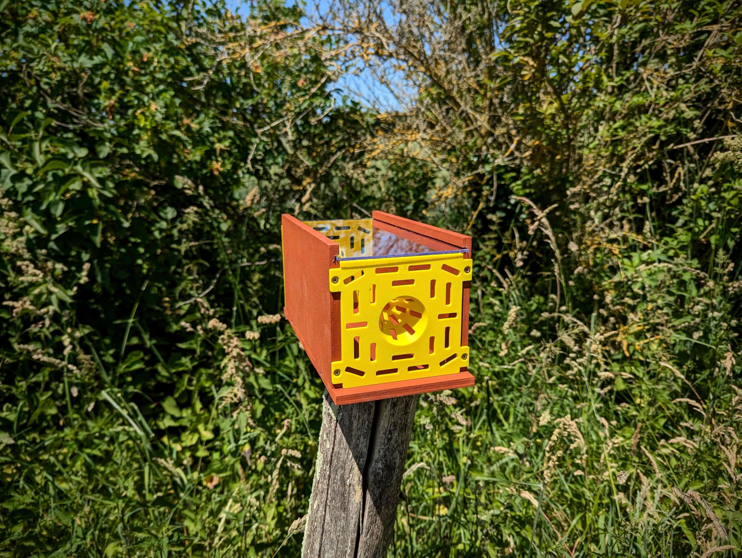 Piège Sélectif pour Frelons Asiatiques, Bois Contreplaqué Okoumé, Peinture à la Farine Rouge, Fabrication Artisanale (Sans kit appât facile)