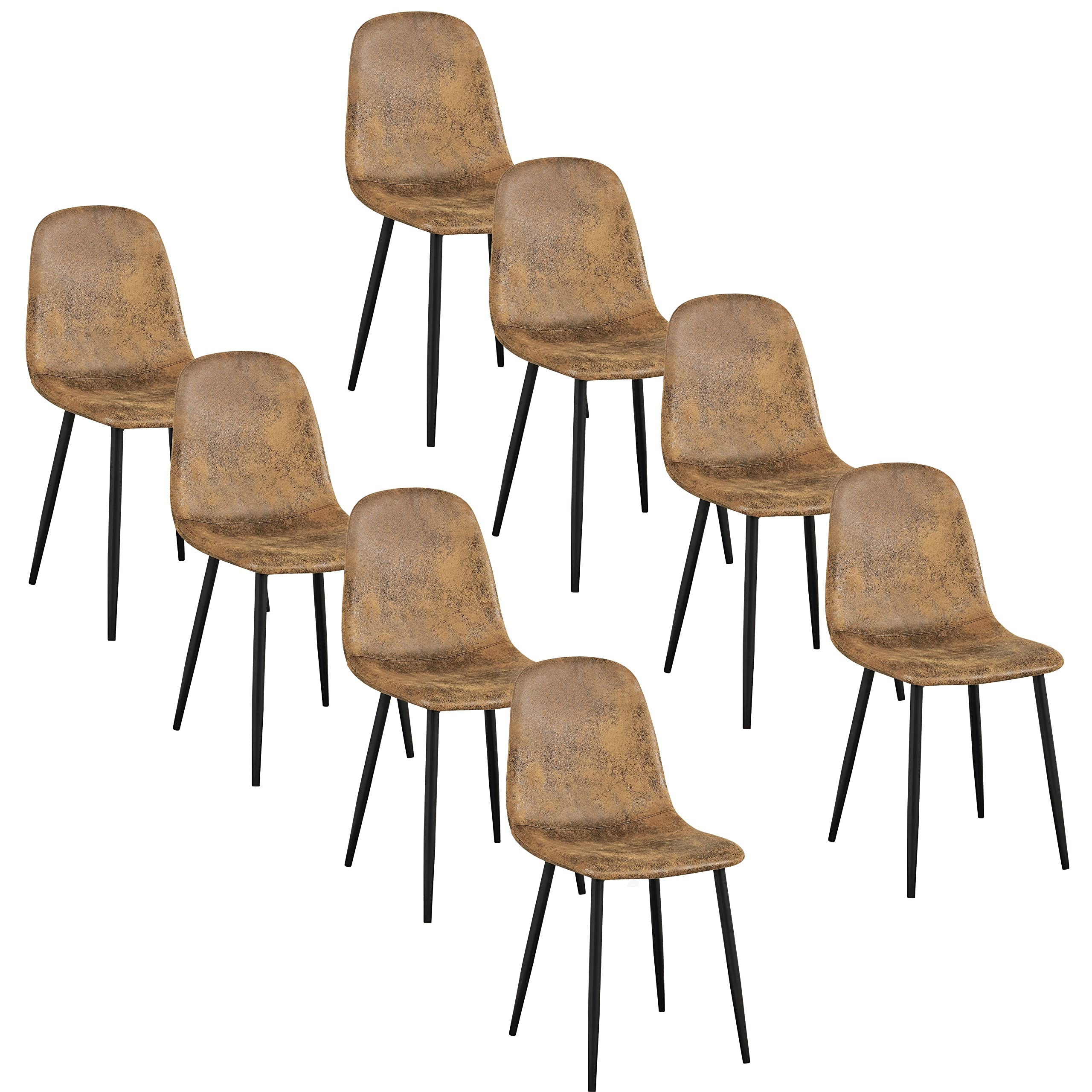 Homy Casa Dining Chairs Set of 8, Modern Mid-Century Style Dining Room Side Chairs Accent Chairs with Black Metal Legs Comfortable for Kitchen Lounge