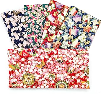 5PCS Cotton Craft Fabric Bundle Squares Patchwork, 20" x 20"Inch 50x50cm Colorful Japanese Style Cotton Wrapping Cloth Squares Quilting Sewing Patchwork Fabric,DIY Scrapbooking Artcraft | 50x50cm Colorful Japanese Style Cotton Wrapping Cloth Square Quilting Sewing Patchwork Fabric,DIY Scrapbooking Artcraft