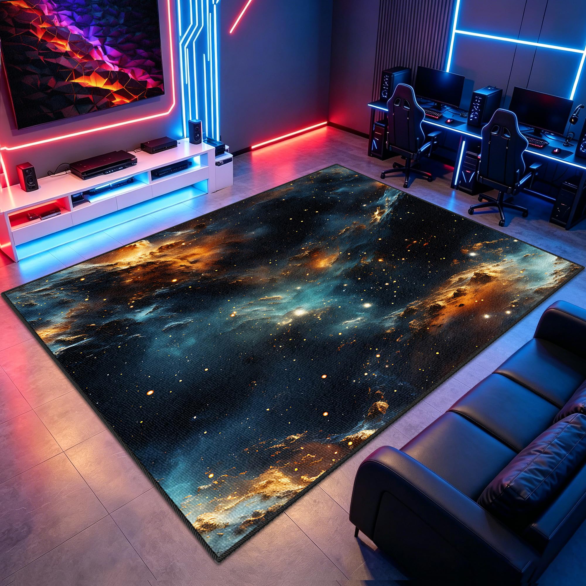 Tapis de jeu gamer 3D antidérapant 100x130 cm pour chambre d'ado