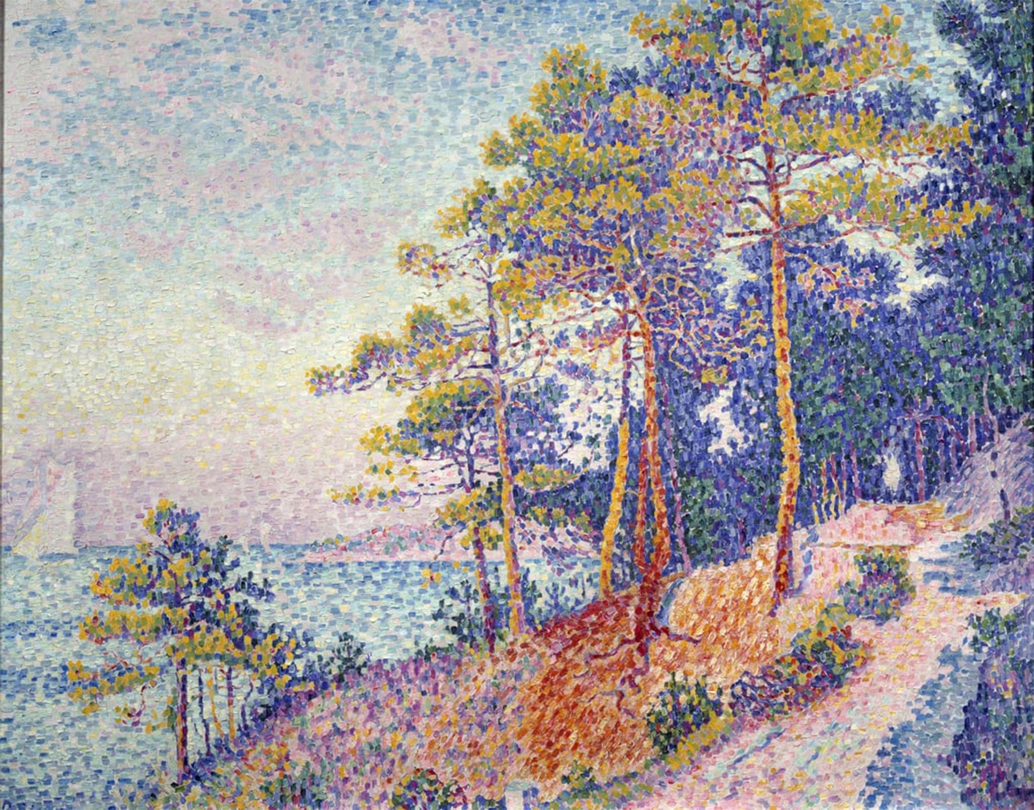 ARTXLXXBN Famous Prints Artwork Pictures Poster Painting Art Saint Tropez Says Thes Trail Painting by Paul Signac Artwork Landscape Pictures for Home Decor 60x90cm