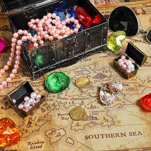 Miniatura 3 de Tegeme 4 piezas de mapa del tesoro pirata de aventura vintage para suministros de fiesta de pirata, suministros de fiesta de Halloween, accesorio