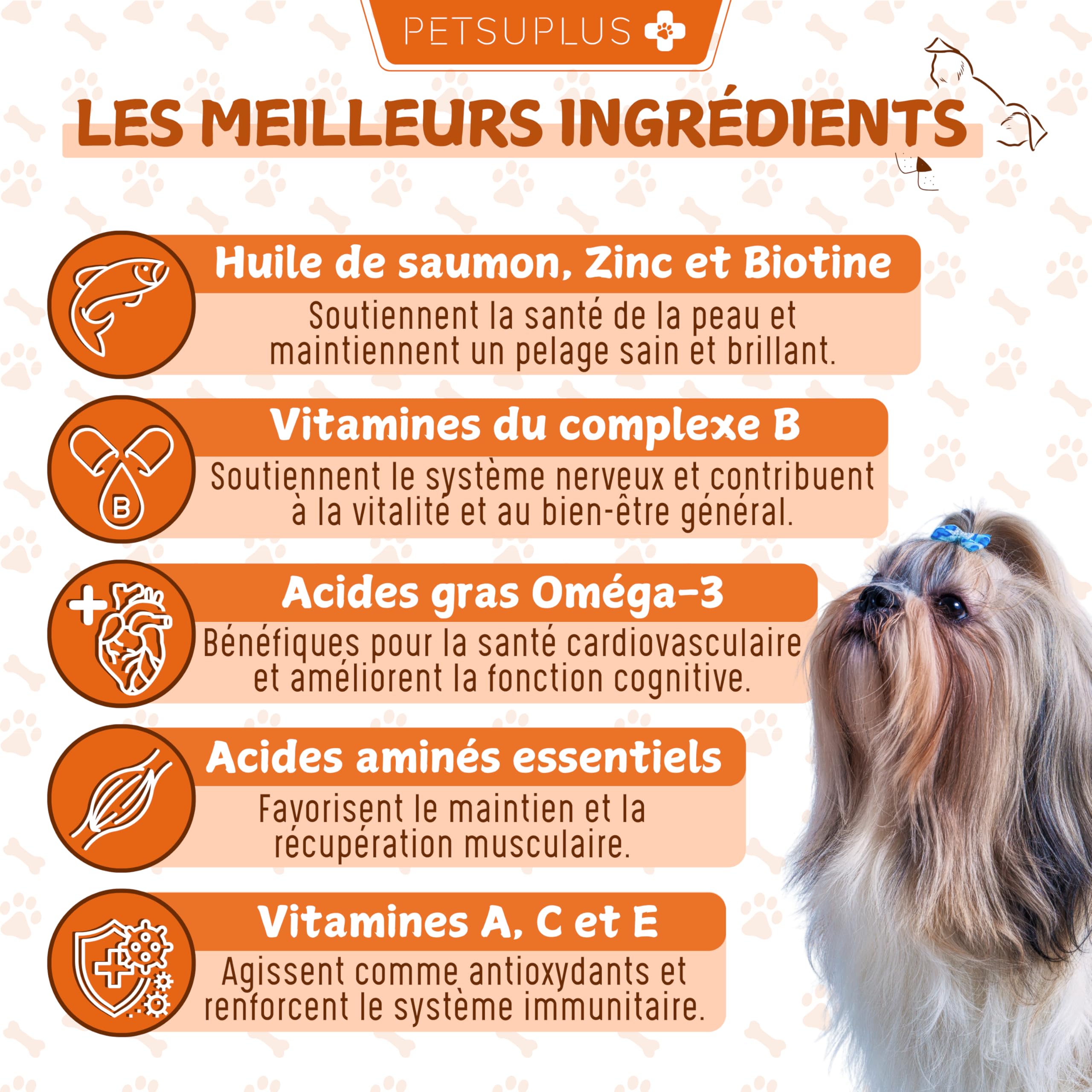 Peau et Pelage - Complement Alimentaire Chien avec Omega 3 et Huile de Saumon pour Chien. Contre Démangeaisons, Peau sèche, Irritations, Perte de Poils et l'Irritabilité - 120 Bouchées