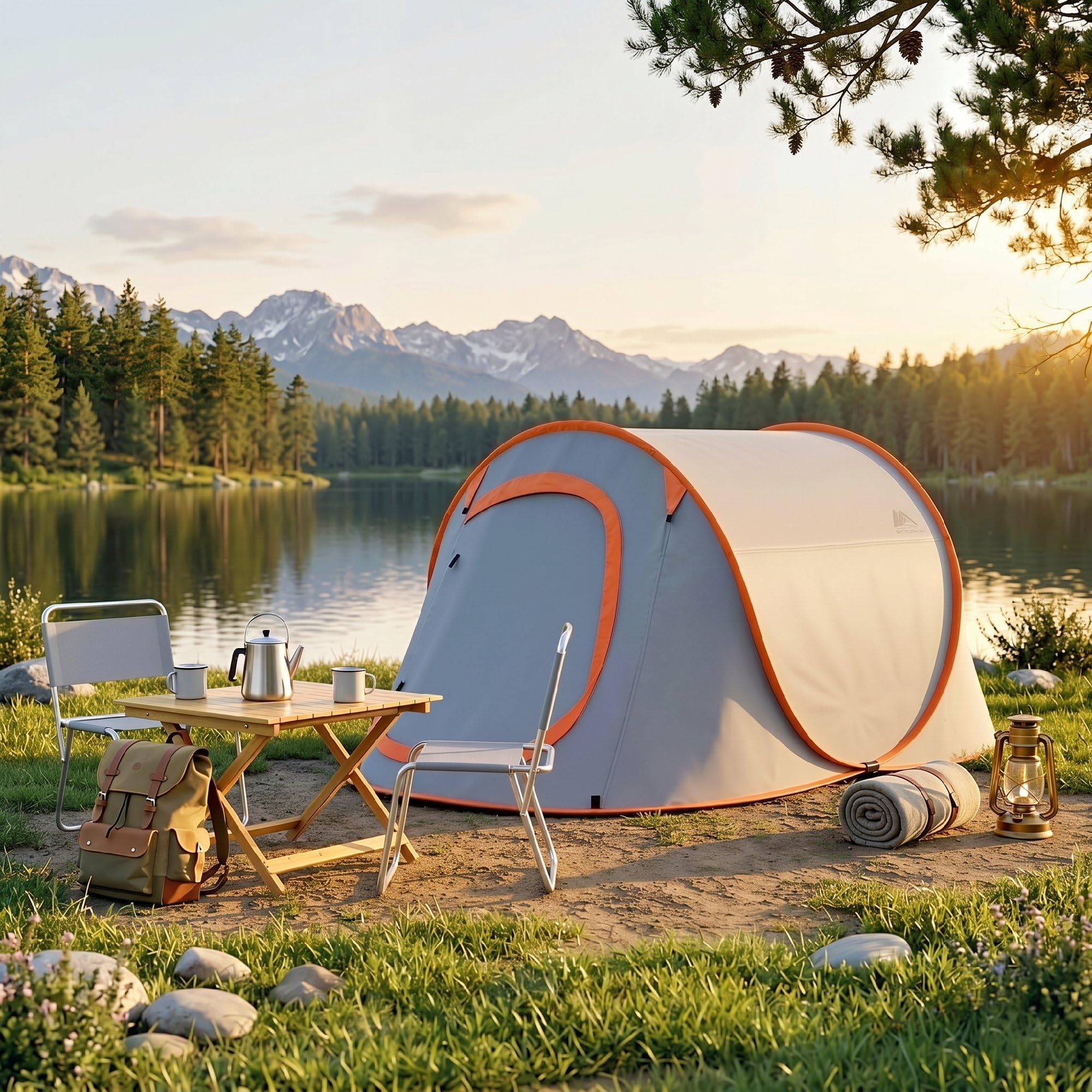 Outsunny Tenda da Campeggio Impermeabile 2-3 Posti Pop Up 245x148x105 cm