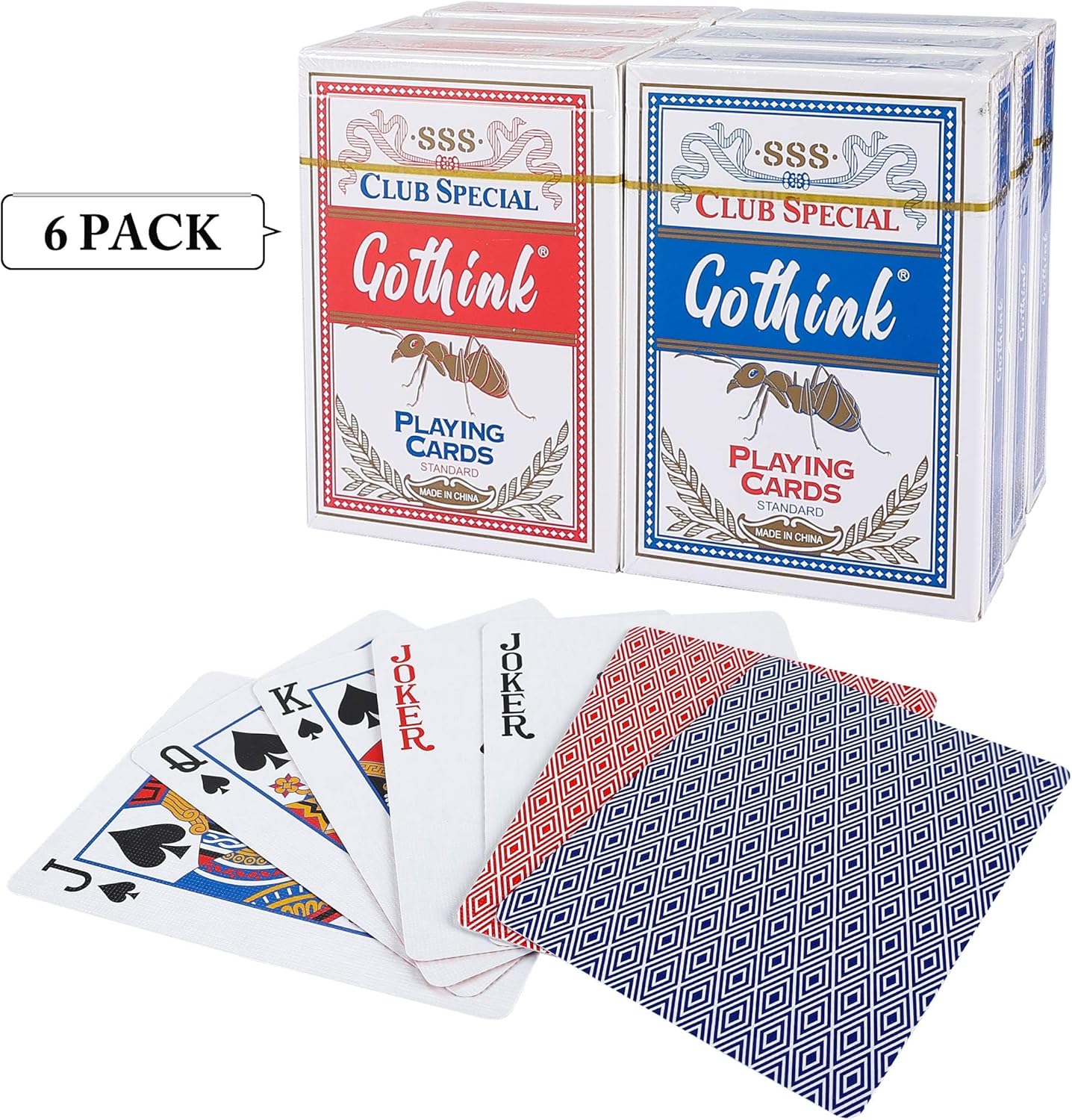 GOTHINK Playing Cards, 6 Decks of Cards, Poker Size, Standard Index, for Texas Hold'em, Blackjack, Euchre, Canasta Card Game, Casino Grade Poker Cards