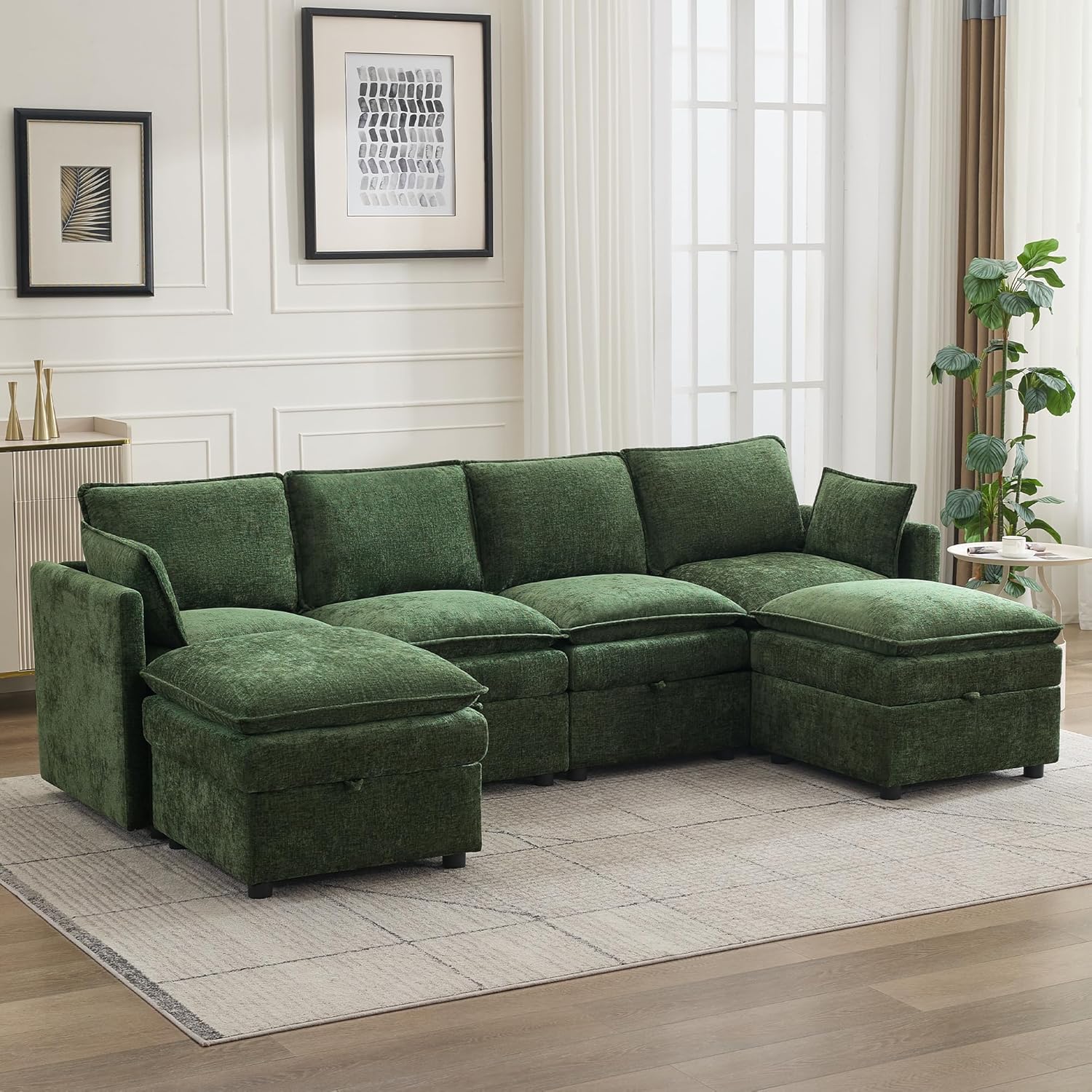 55" Cloud Modular Loveseat Sofa with Storage, Modern Upholstered Sofa Couch Small Love Seat, 2 Seater Chenille Comfy Sectional Sofa with Armrests for Living Room, Small Space, Light Grey