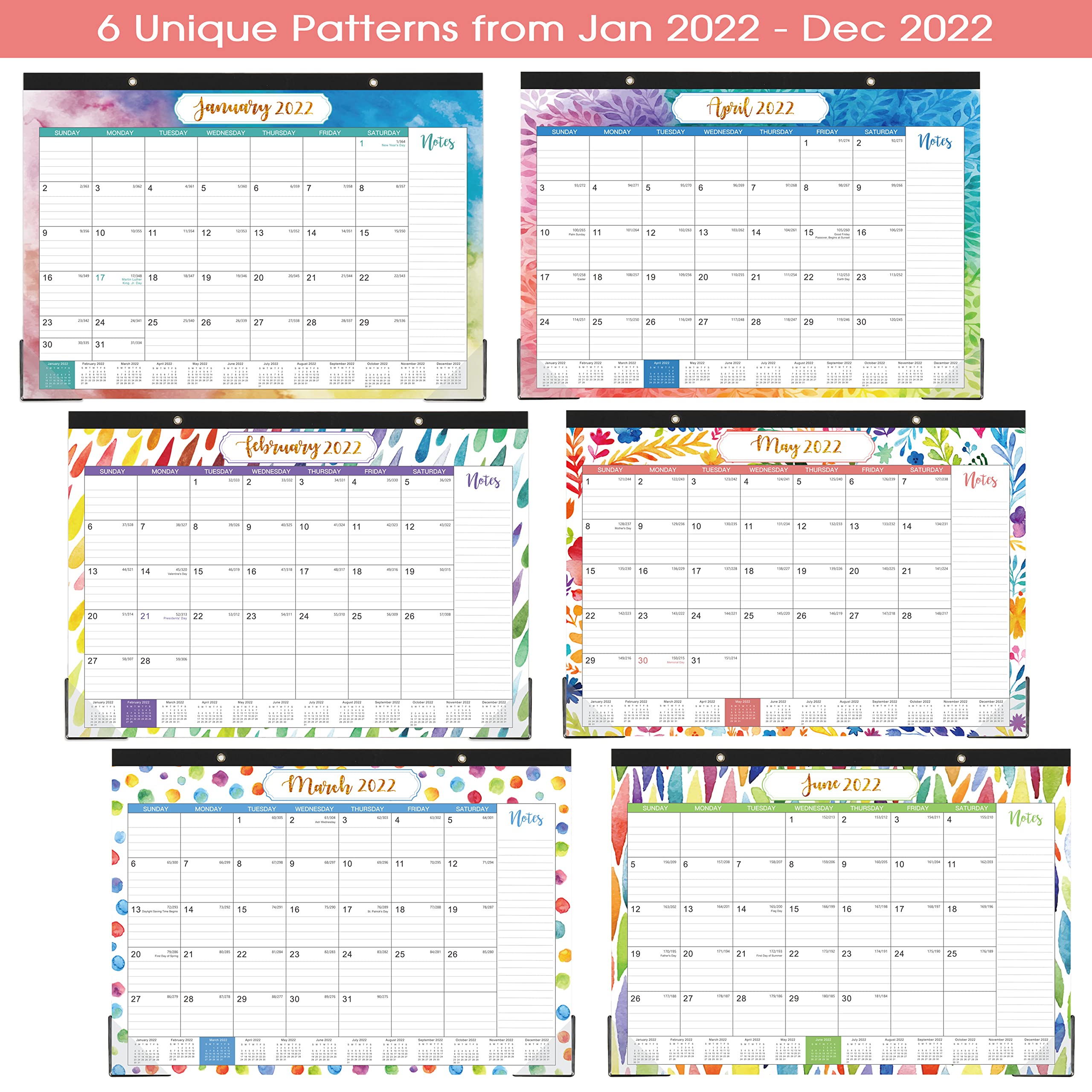 2022 Desk Calendar Yearly Desk Calendar 2022, Desk/Wall Monthly Calendar Pad, 17" x 12
