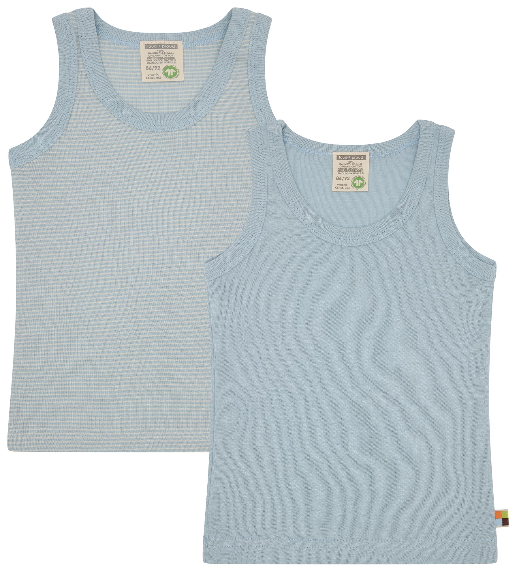 Loud + Proud Unisex Kinder Doppelpack, Feinripp, Bio Baumwolle und GOTS Zertifiziert Unterhemd