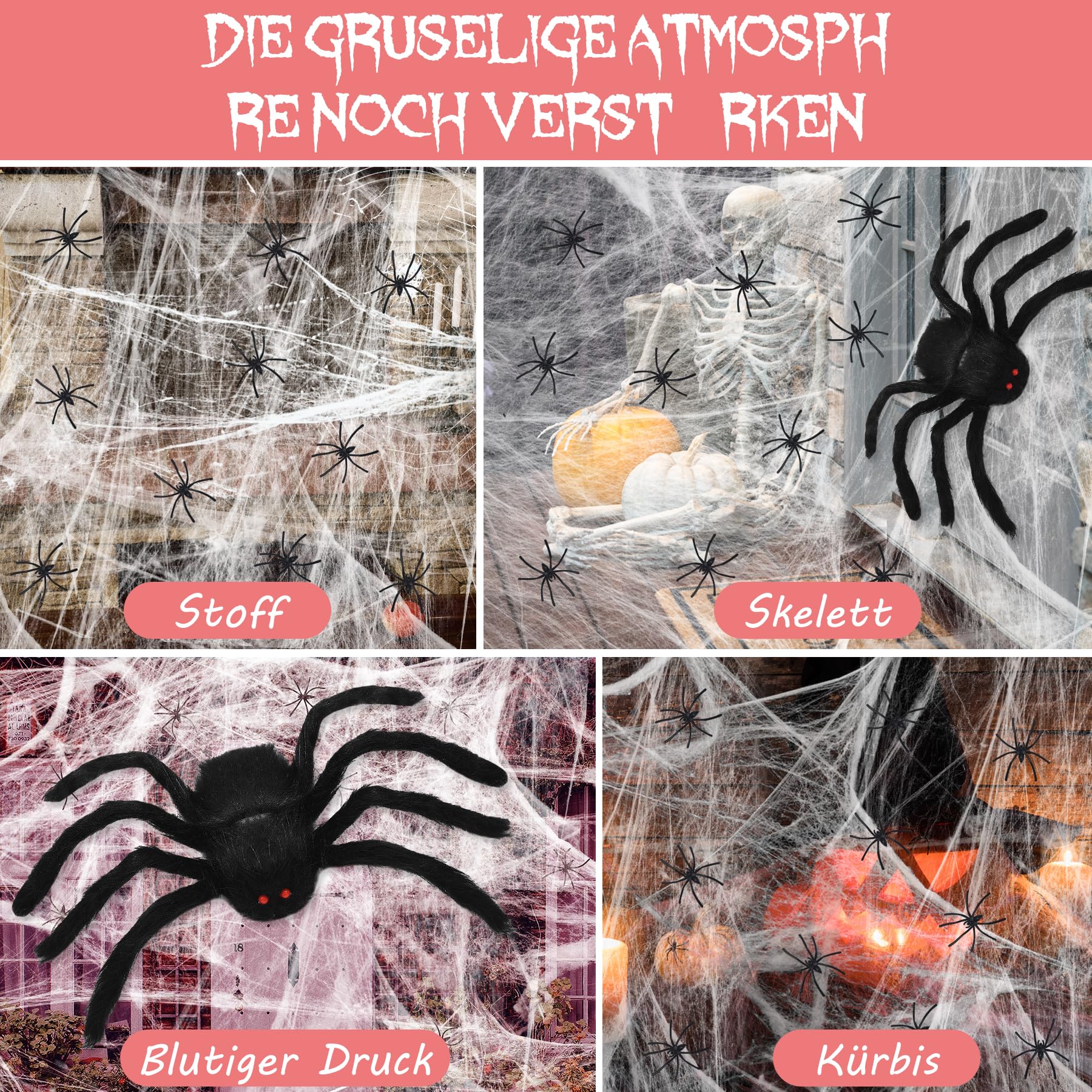 Sztuczna pajęczyna o wadze 350g, dekoracja na Halloween. Odpowiednia do dekoracji zewnętrznych i wewnętrznych. Super rozciągliwa, sztuczna pajęczyna idealna na przyjęcie halloweenowe
