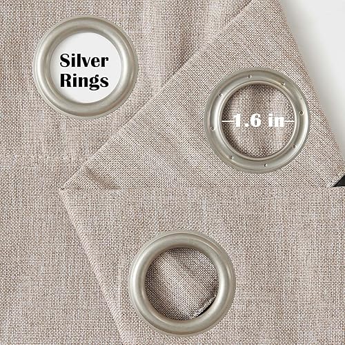 Miniatura 5 de Vangao Cortinas de lino sintético 90% opacas para dormitorio, con aislamiento térmico, cortinas y cortinas de oscurecimiento de la habitación para