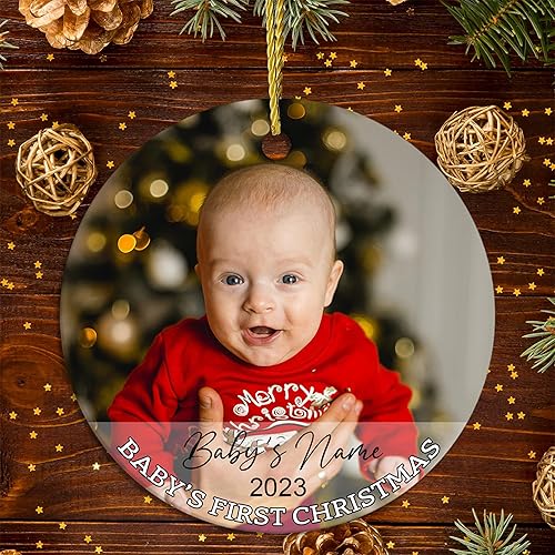 Miniatura 4 de Adorno de Navidad para el primer bebé, nombre del bebé, fecha de nacimiento, foto personalizada, adorno de Navidad para árbol de Navidad