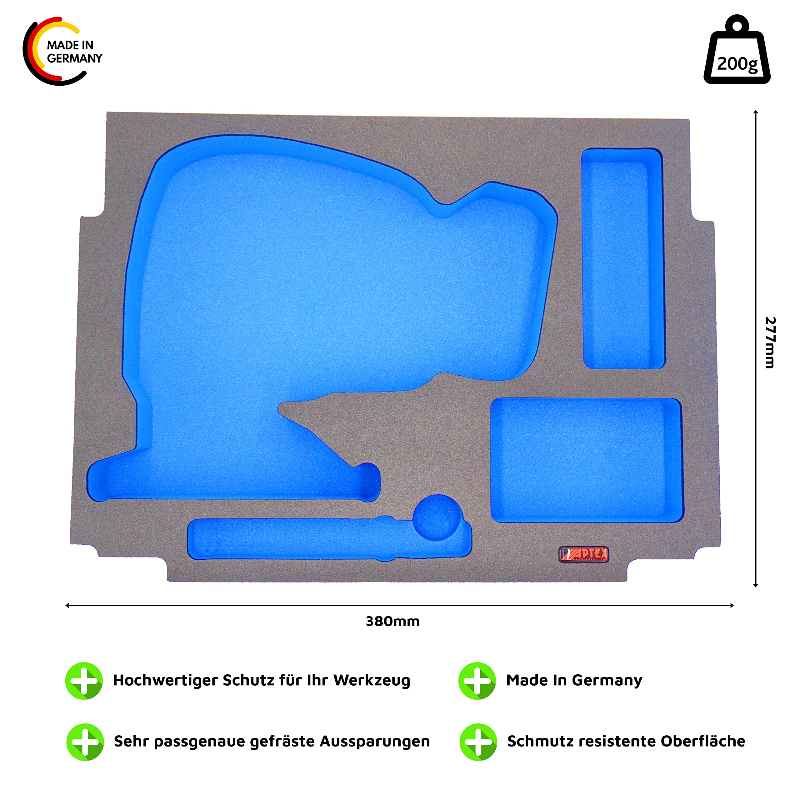 APTEX Schaumeinlage passend für Makita Akku-Pendelhubstichsäge DJV 180 für MakPac Gr. 2-3