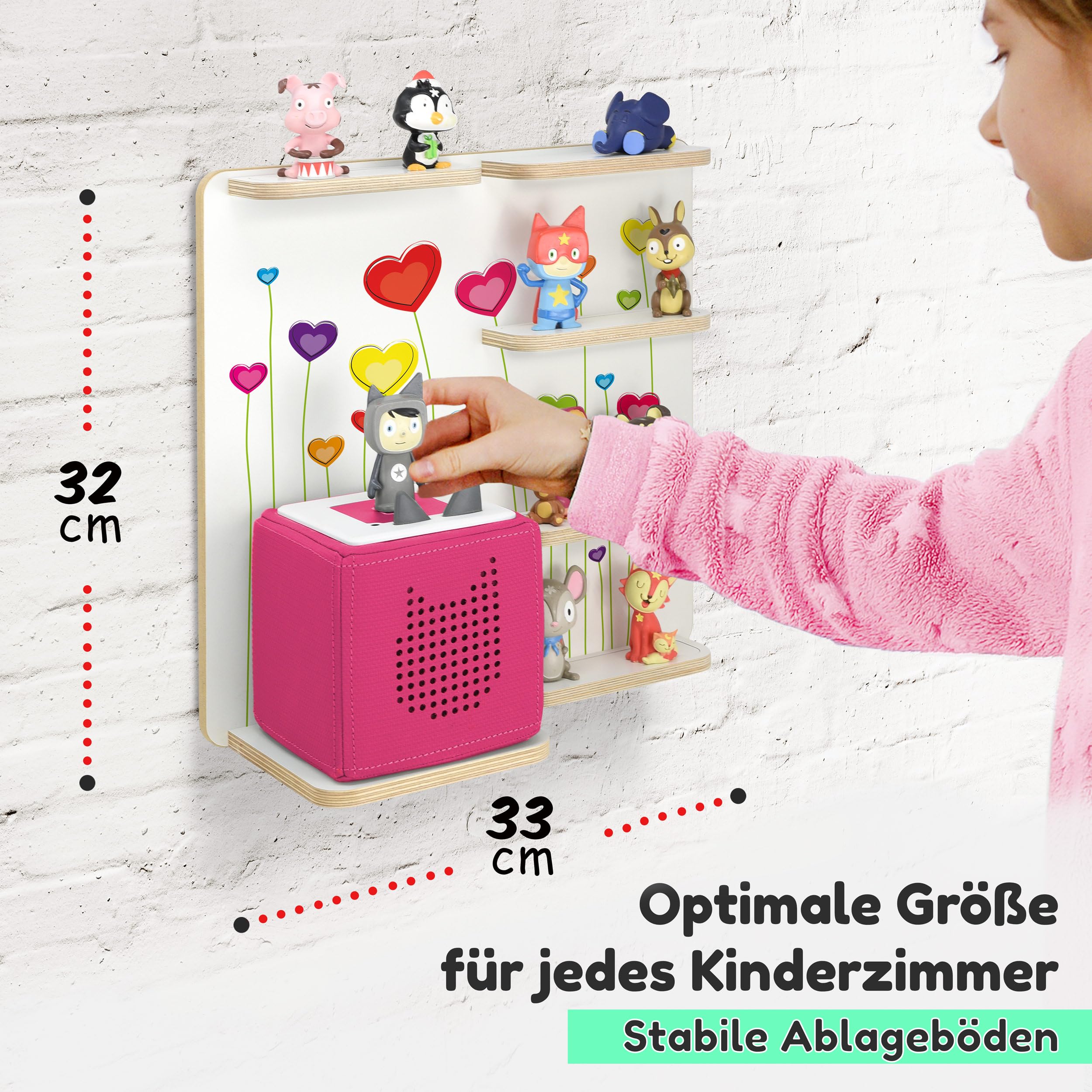 stadtecken Wooden Music Box Shelf - Fits Toniebox & Approx. 40 Tonies, Balloons, Kompakt - Image 2
