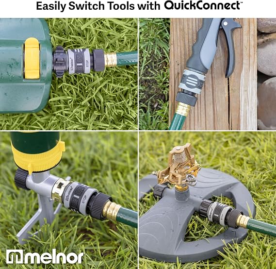 Melnor 65175AMZ 6 Piece Quick Connect Starter Set Connector Bundle, Product Adapter, Product End Connector, Black, Grey
